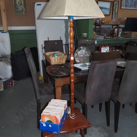 turned leg standard lamp/end table