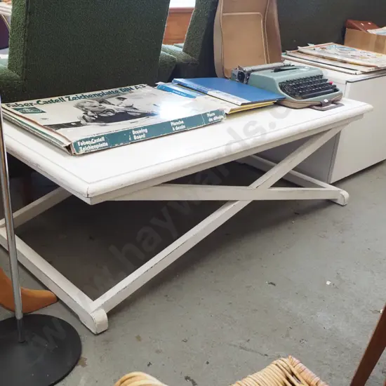 wooden stretcher based coffee table H-400 W-1210 D-600