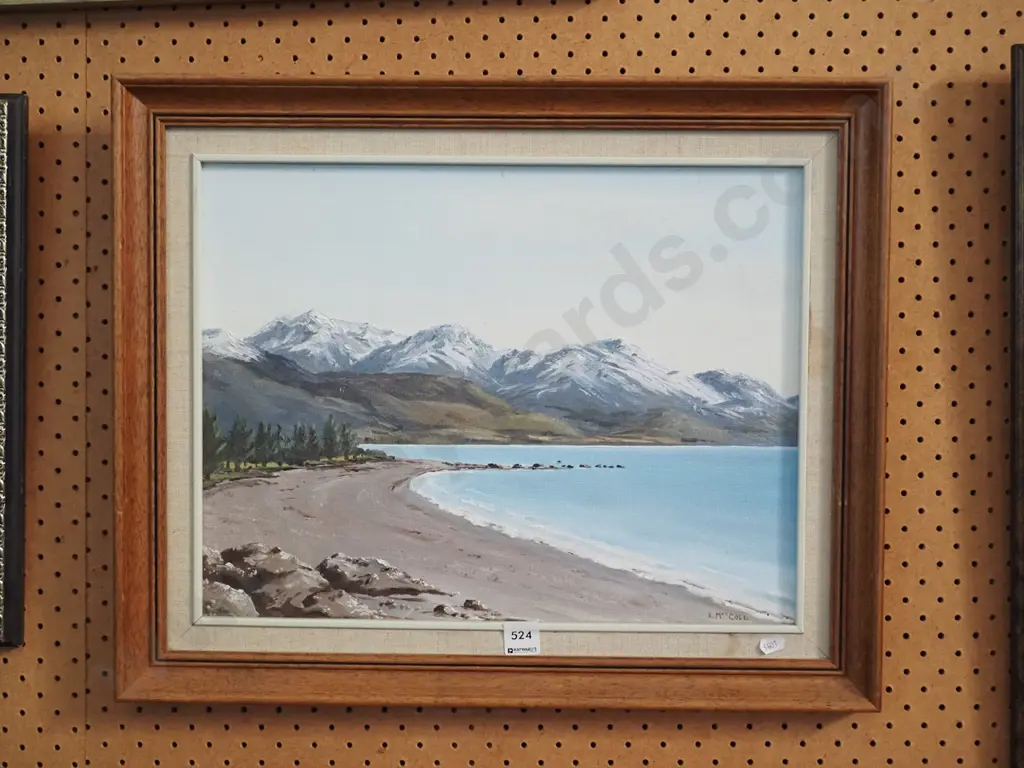 framed oil - lake and moutain scene Image 1++