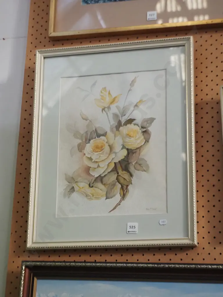framed watercolour - yellow roses Image 1++