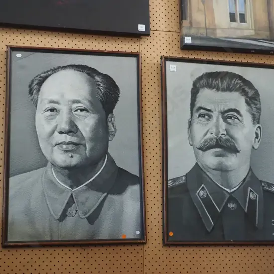 2x framed prints on fabric - 1 needs glass replaced