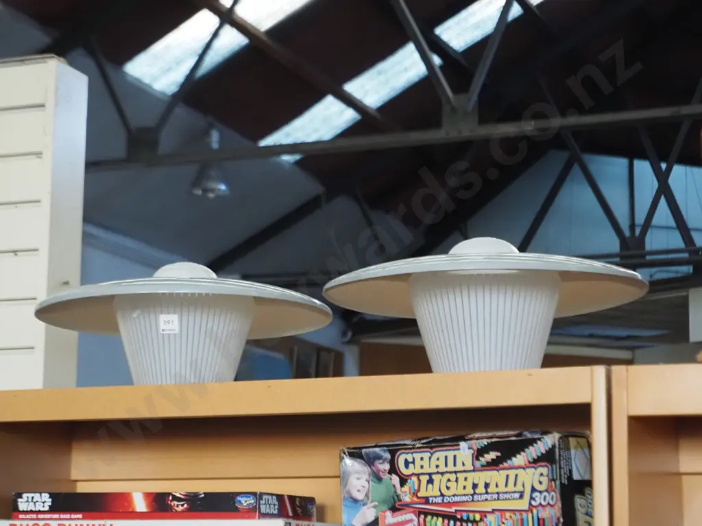 2x retro metal and glass light shades Image 1++