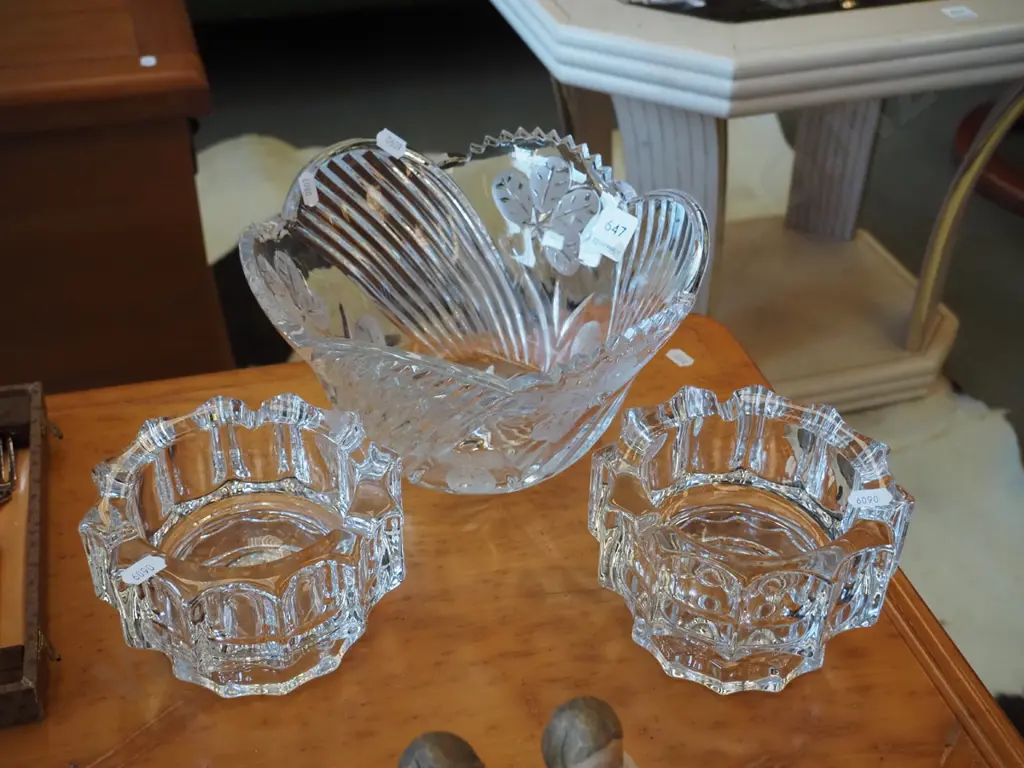 cut crystal bowl, 2 other bowls Image 1++