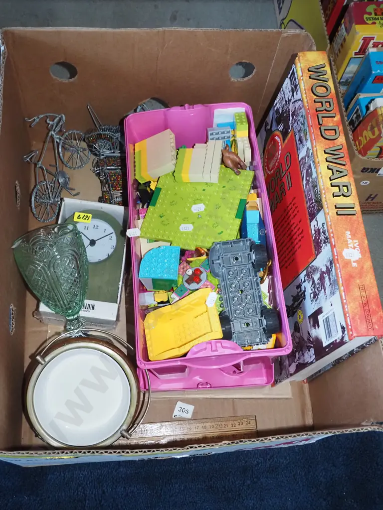 box; Lego, WWII book, glass goblet etc Image 1++
