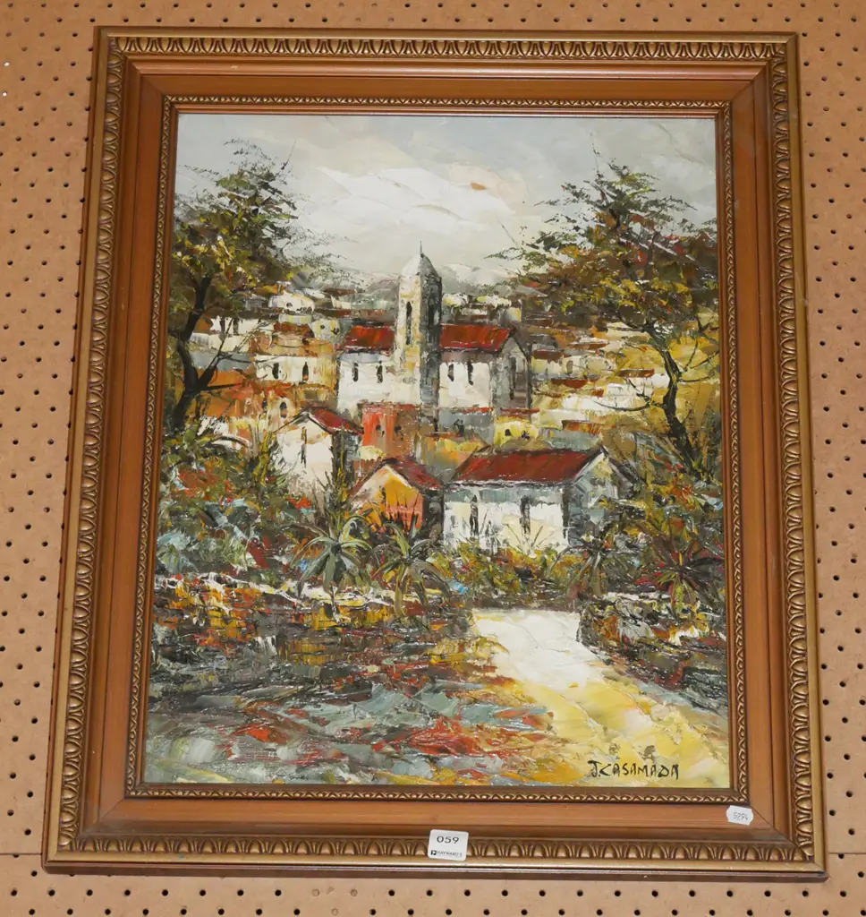 framed oil - village scene Image 1++