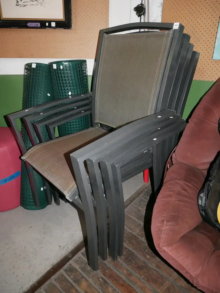 4x alloy and canvas outdoor armchairs Image 1++