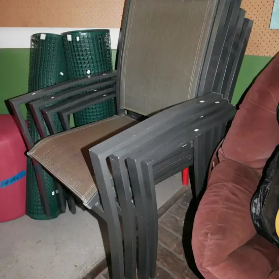 4x alloy and canvas outdoor armchairs