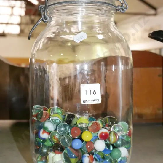glass jar and marbles H-270