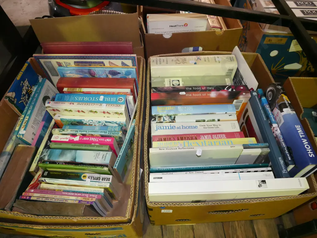 2x boxes of books - blue dots Image 1++