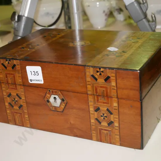 mixed timbers maquetry sewing box - small