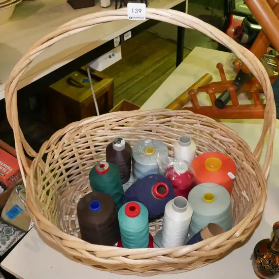 cane basket, threads