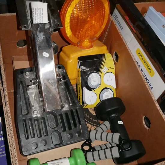 box; hazard, light, exercise equipment, outboard motor boat mount etc