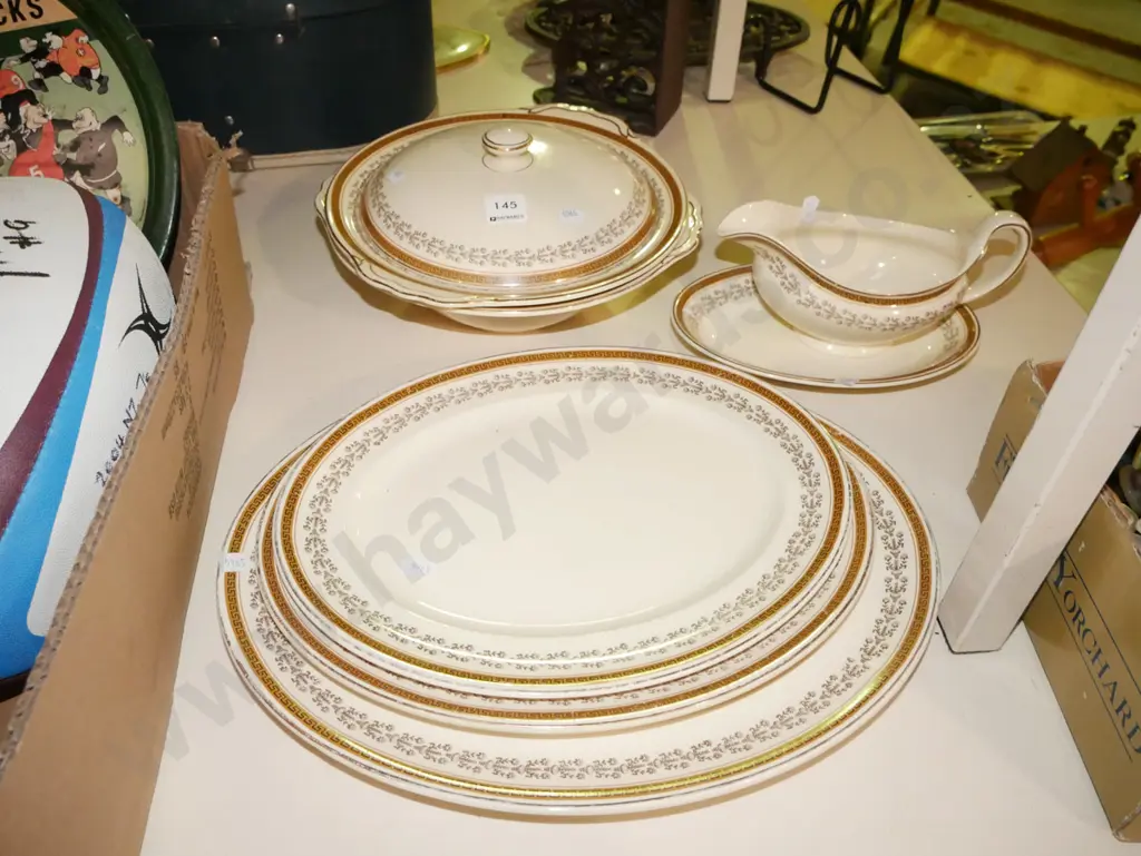 Johnson cream and gold ashets, veges, gravy boat Image 1++