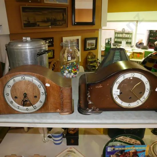 2x wood cased mantle clocks