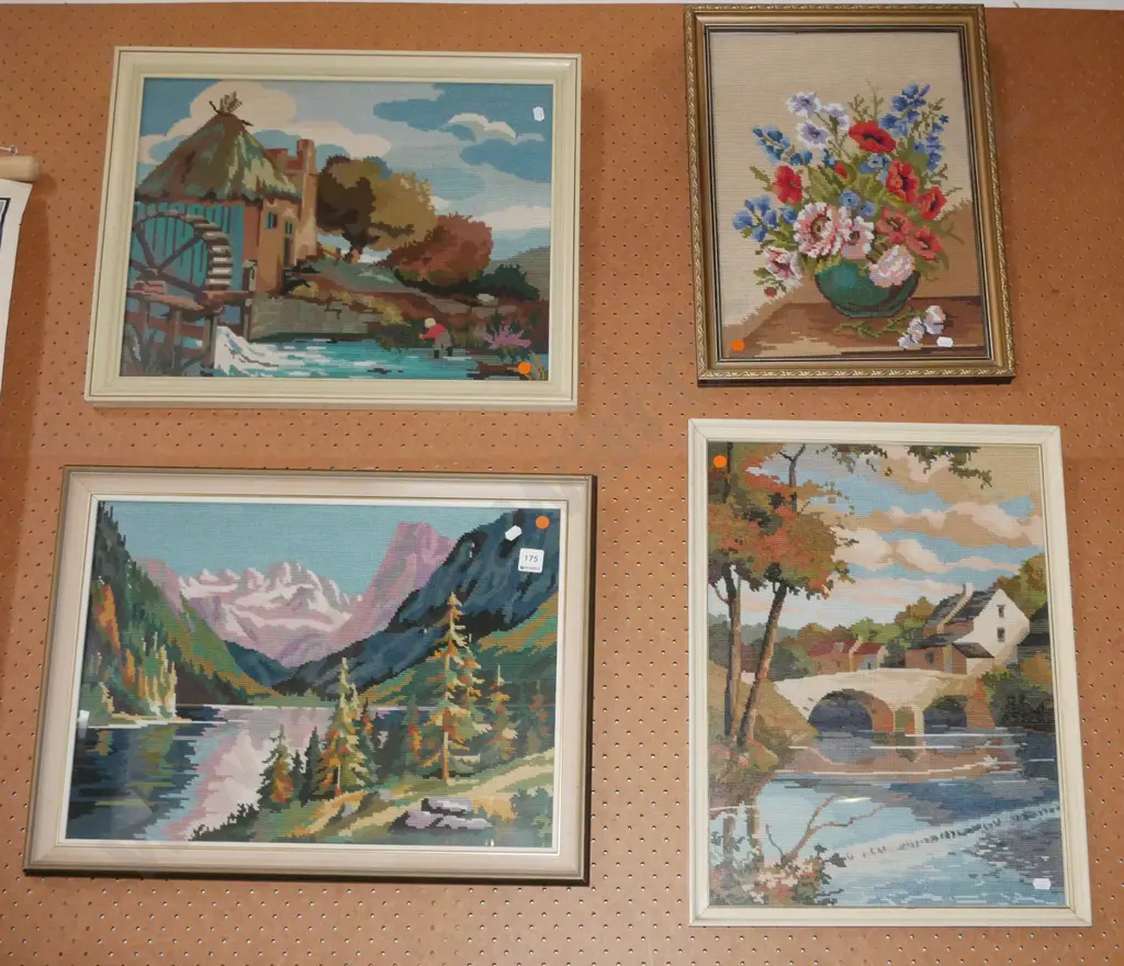 4x framed needleworks - orange dots Image 1++