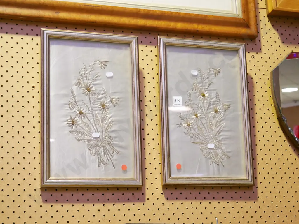 2x framed needleworks - flowers Image 1++