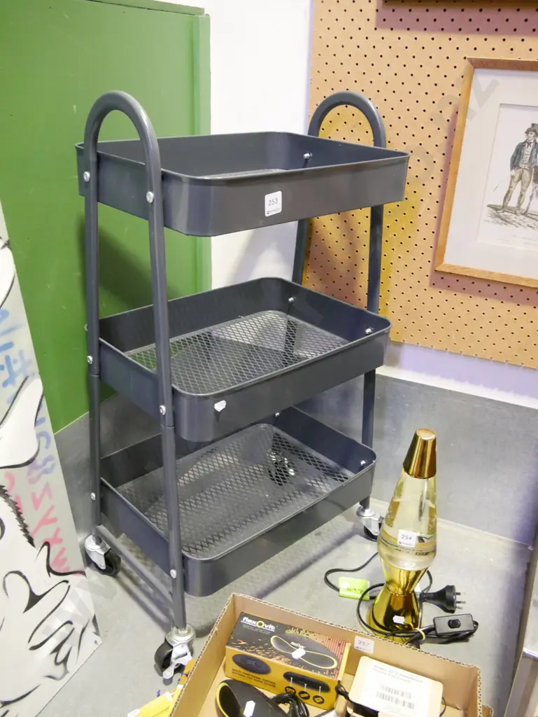grey 3 tier metal trolley Image 1++