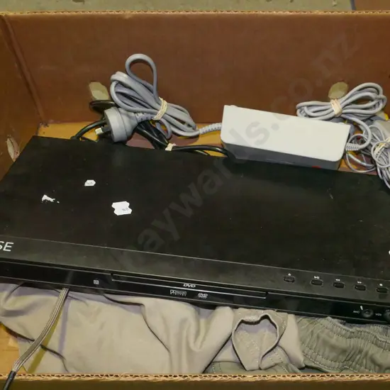 box; Nintendo power supply, shorts, DVD player - As Is No Returns