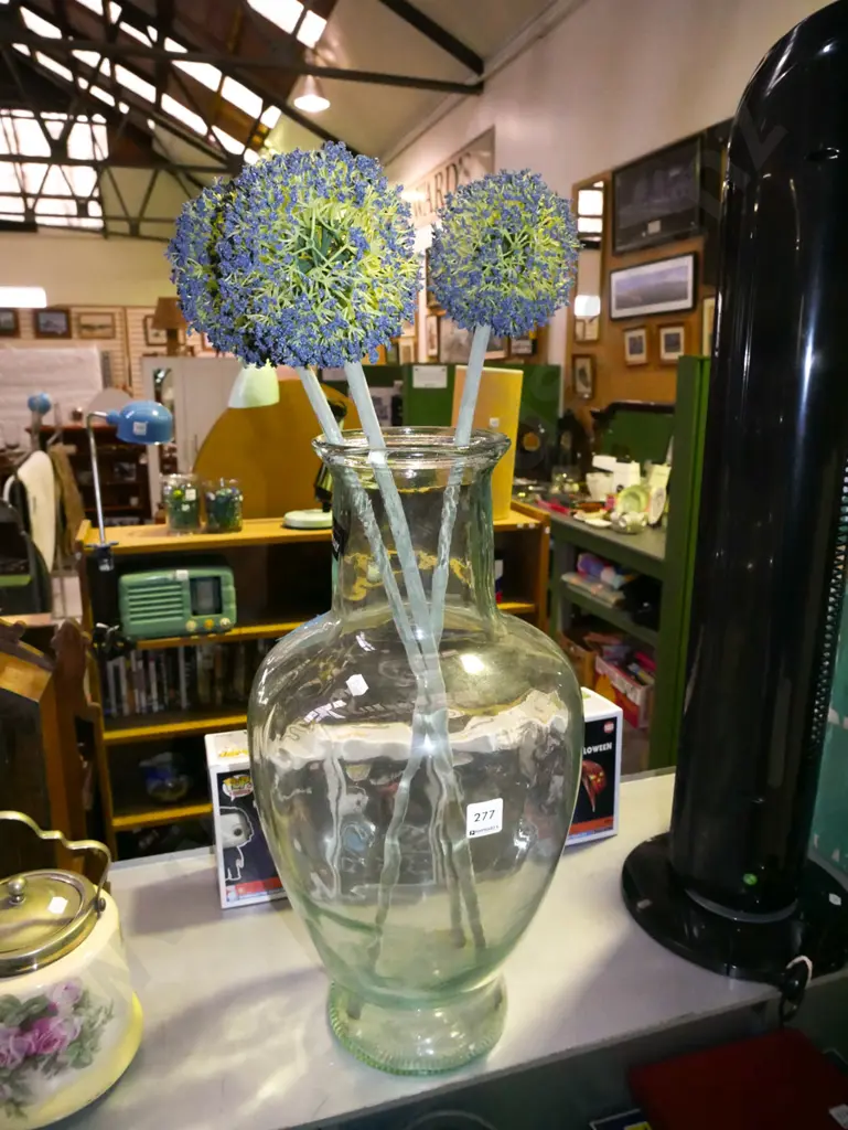 large glass vase H-500, faux flowers Image 1++