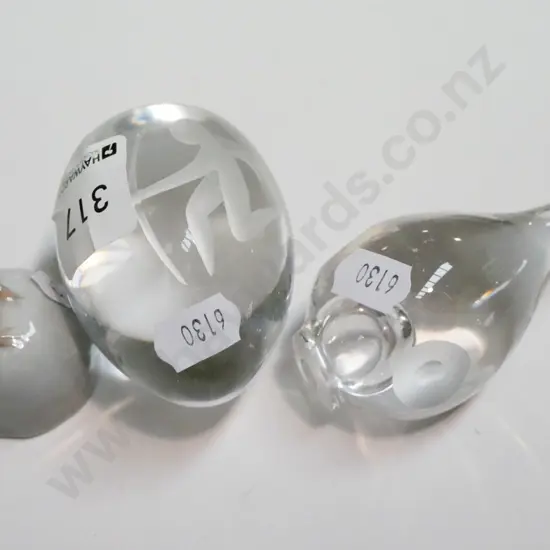 small Royal Copenhagen ornamental frog, 2x glass paperweights