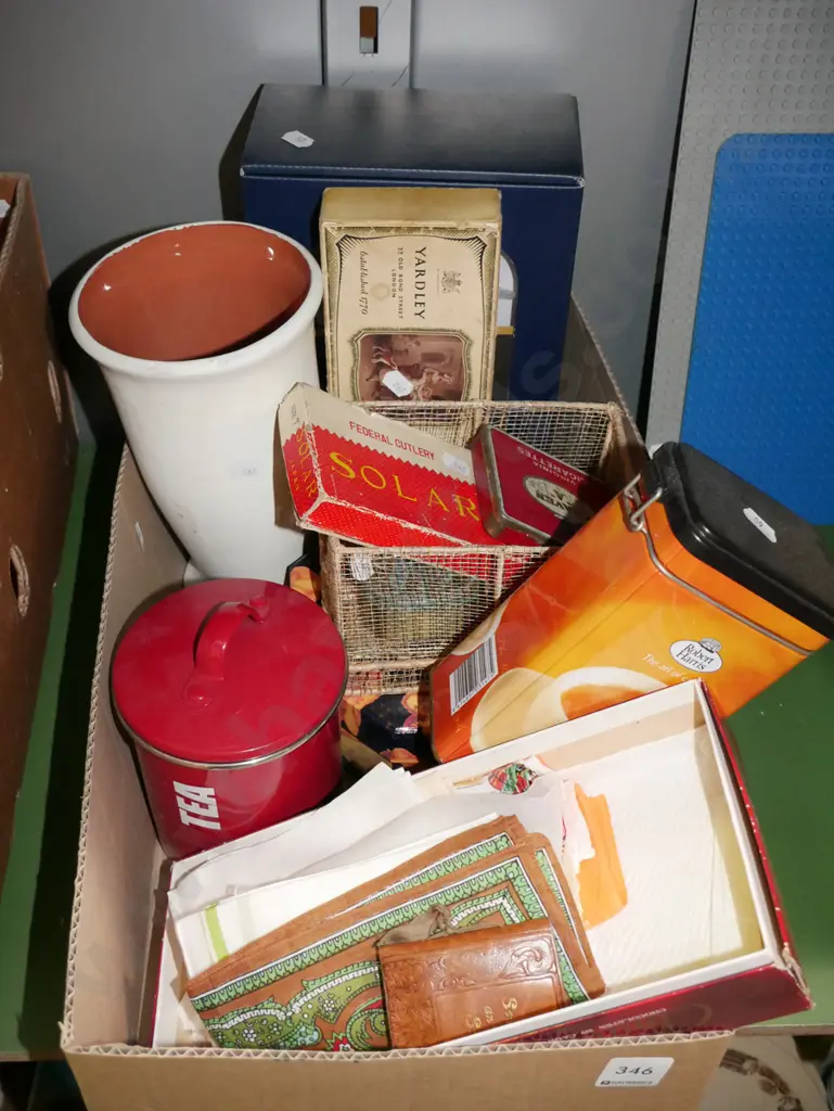 box; storage canisters, hankerchiefs, vintage boxes etc Image 1++
