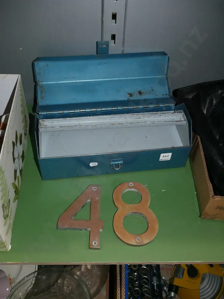 metal toolbox and brass numbers 4 and 8 Image 1++