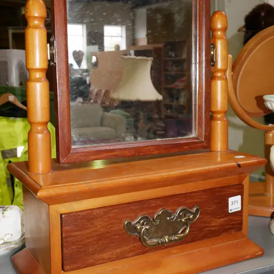 mixed timbers cheval mirror with drawer H-480