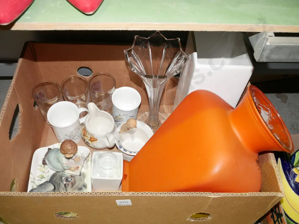 box; vases, glass tumblers, creamer etc Image 1++
