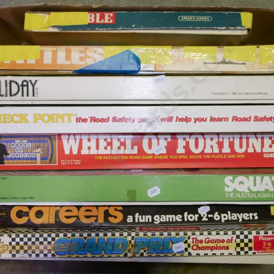 box of board games and puzzles