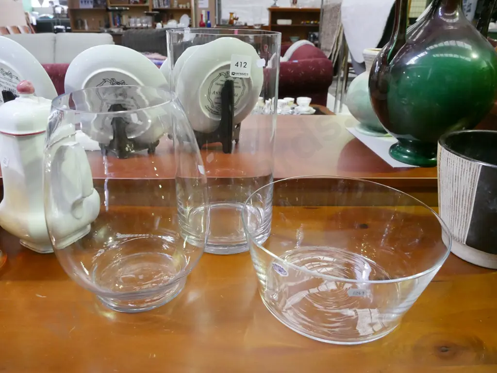 Bohemian crystal bowl, 2x glass vases Image 1++