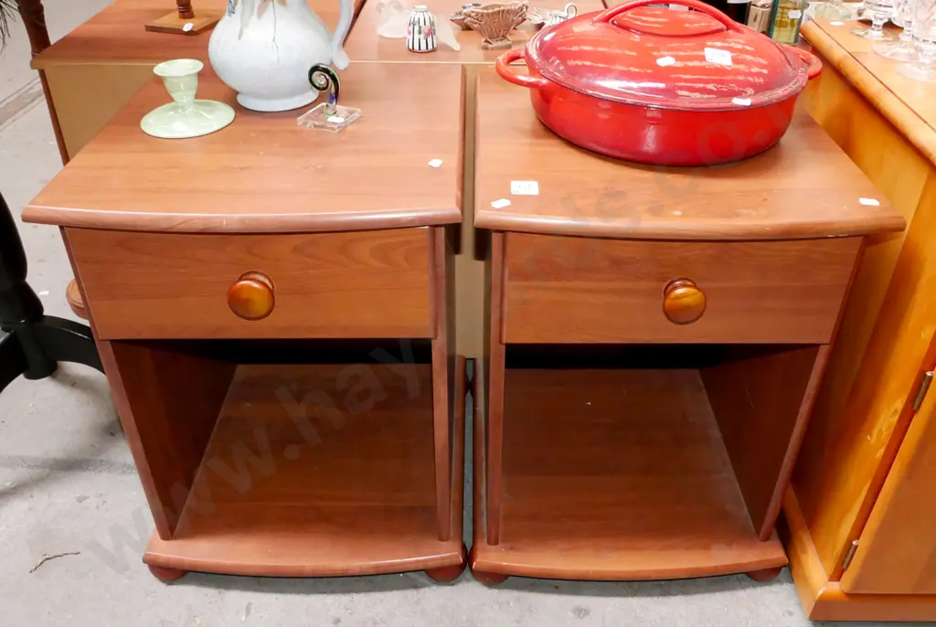 pair of mdf faux wood veneer bedside cabinets Image 1++