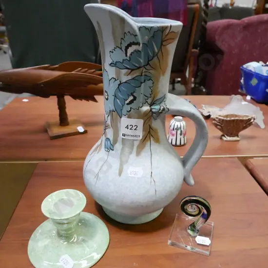 English ewer vase, candlestick etc