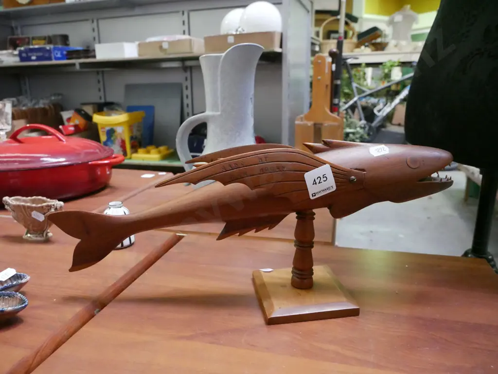 wooden fish on stand - Made by Len Brown Image 1++