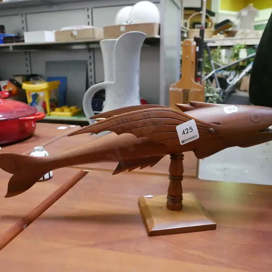 wooden fish on stand - Made by Len Brown