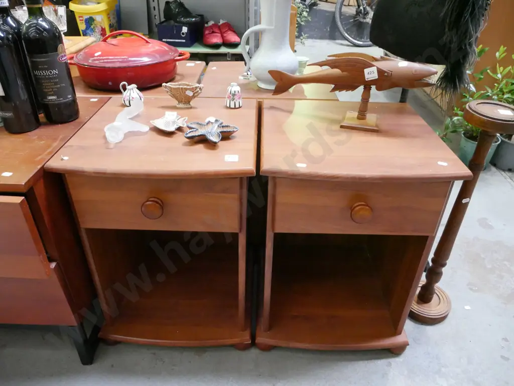 pair of mdf faux wood veneer bedside cabinets Image 1++