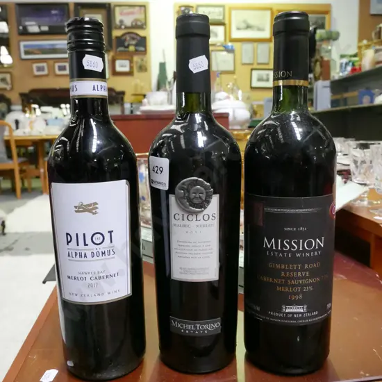 3x bottles of red wine - Merlot