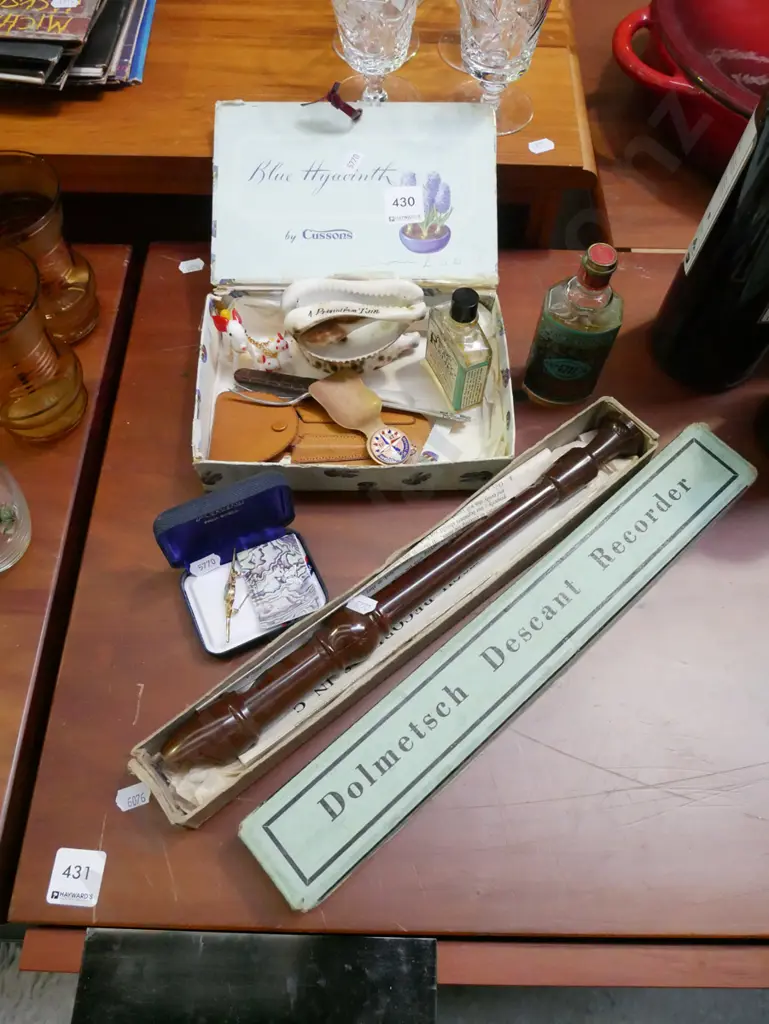 recorder, vintage box, seashell cut away, brooch etc Image 1++