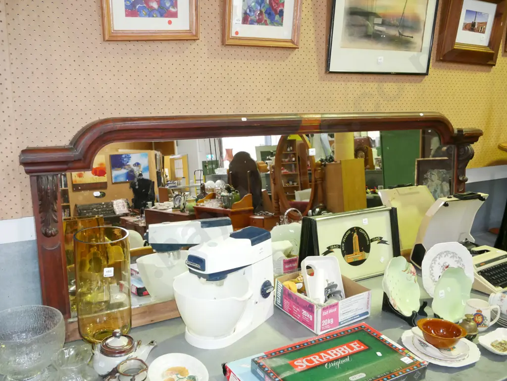 mahogany and mirror back section to buffet sideboard - missing central figural feaure Image 1++