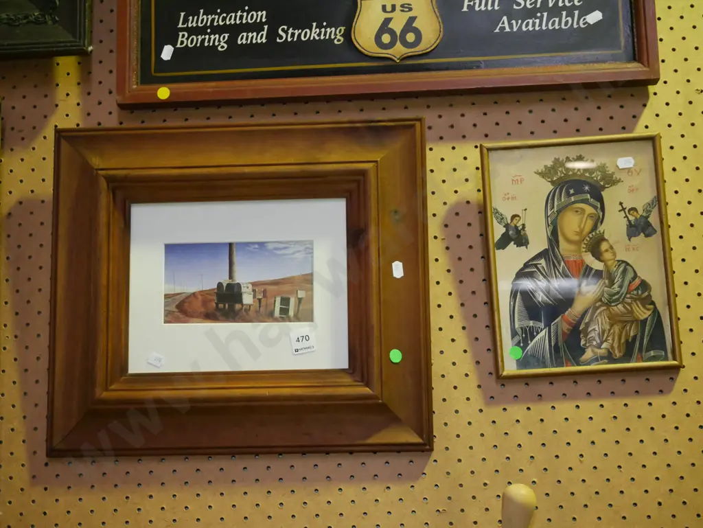 framed Grahame  Sydney  print, framed religious  print - green dots Image 1++