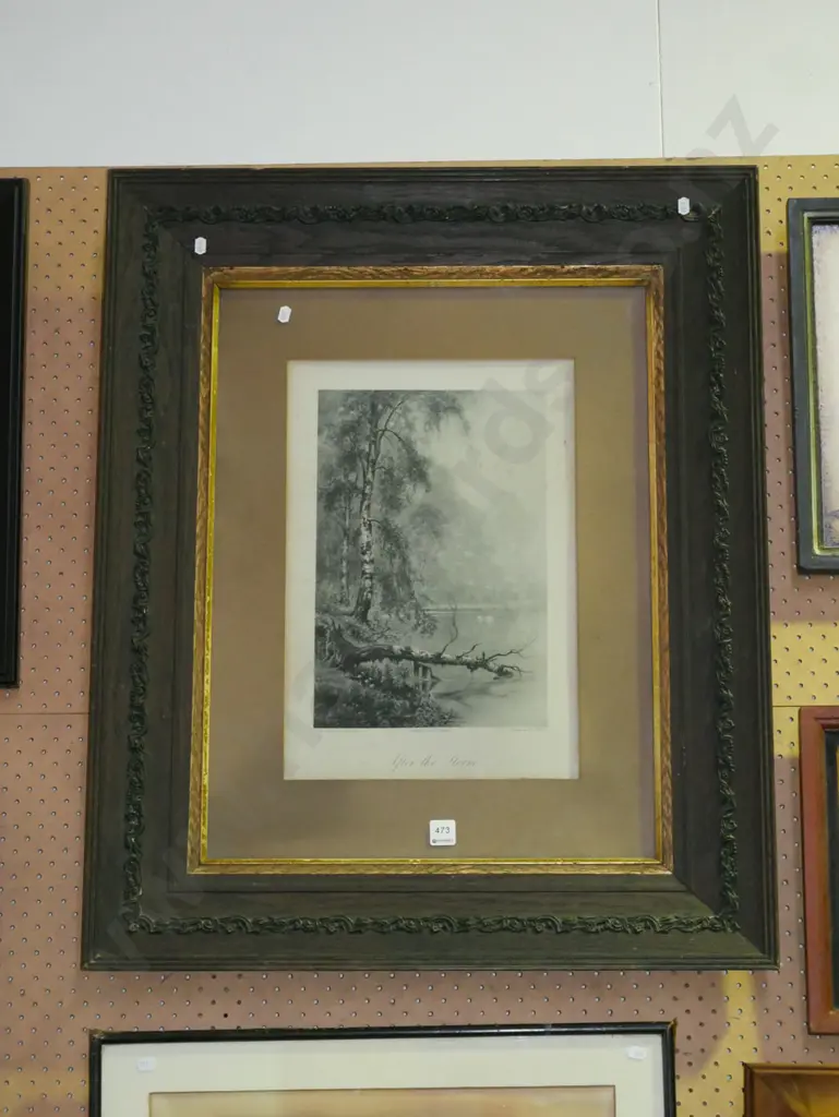 ornate oak framed etching - after the storm Image 1++