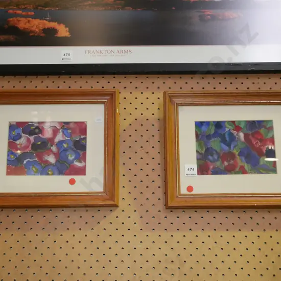 2x pansy watercolours - red dots