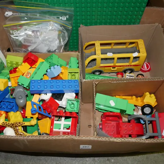box; Duplo blocks, bags of toys