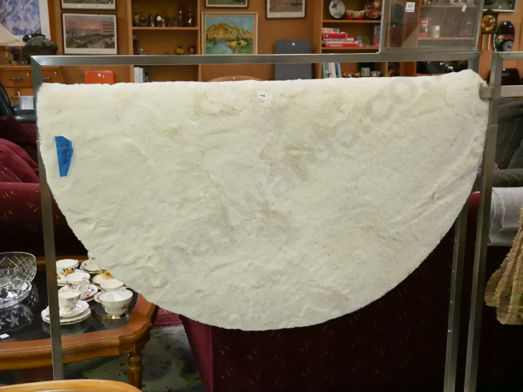 fine polyester white circular floor mat Diam-1200 Image 1++