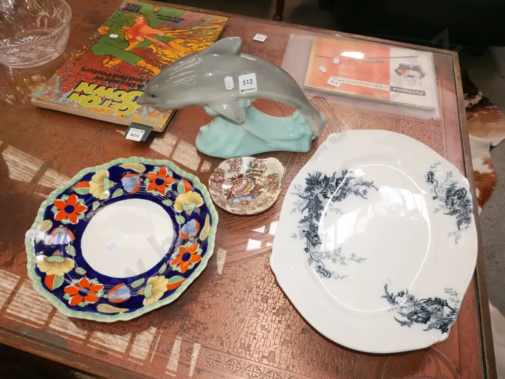 ceramic dolphin, ashet, plate, small Maling dish Image 1++