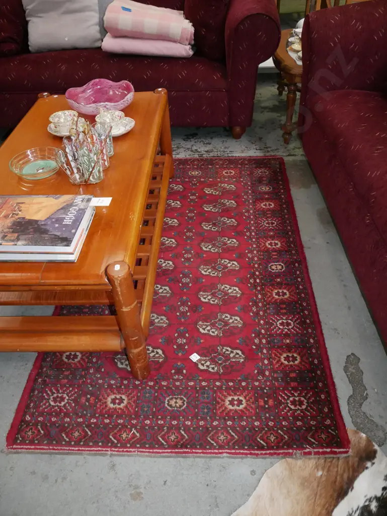 rectangular red patterned floor mat - some wear L-1550 W-900  Image 1++