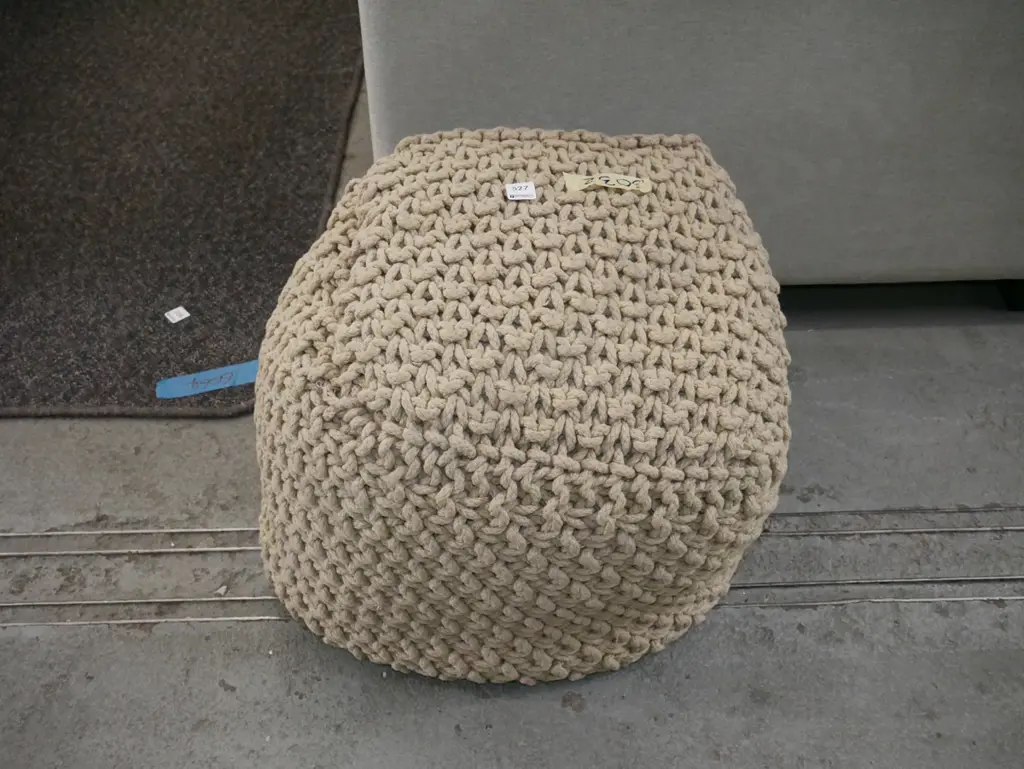 woven rope upholstered ottoman Image 1++
