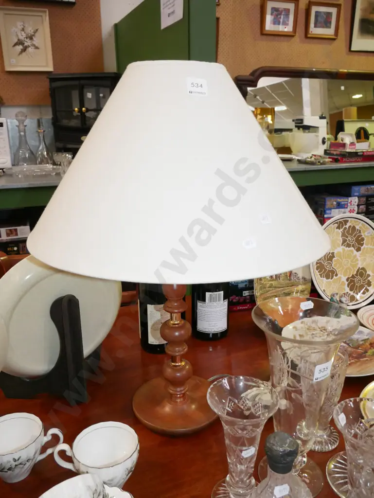wood and copper based table lamp Image 1++