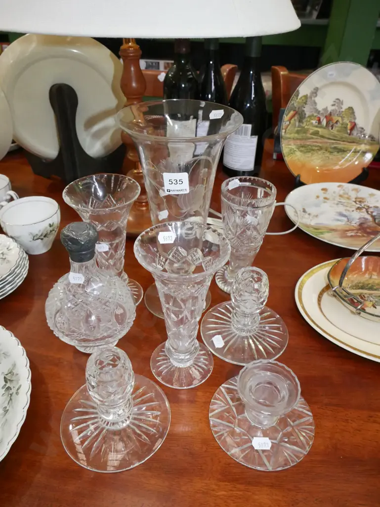 cut crystal vases, candlesticks, stoppered bottle tallest H-240 Image 1++
