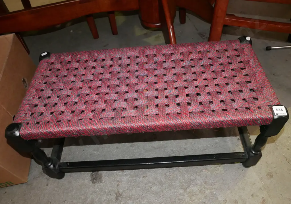 woven rope upholstered footstool Image 1++