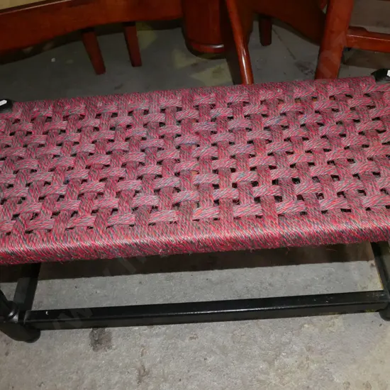 woven rope upholstered footstool